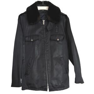 Vintage Tufnyl by Blauer Patrol Jacket - Black w/ Faux Fur Collar - Size 42 REG